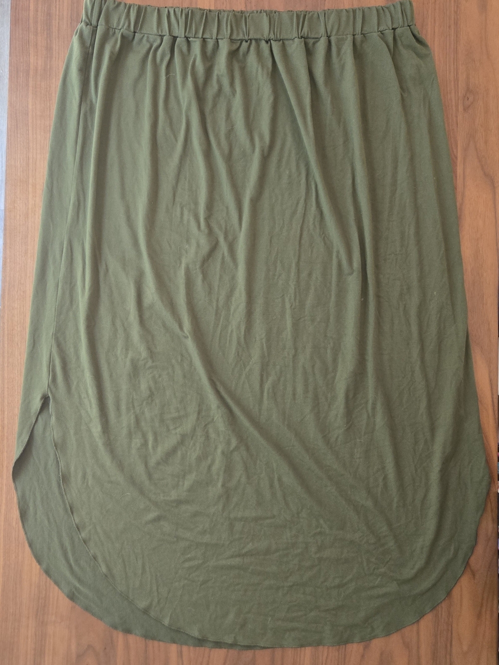 Army Green Asymmetrical Hem Skirt 4x